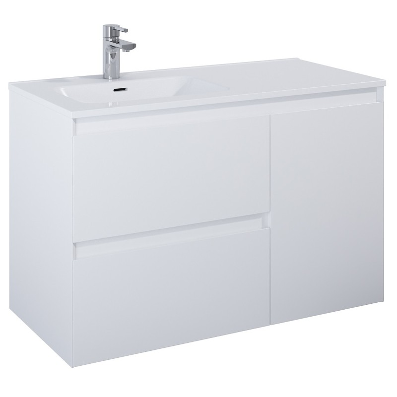 OUTLET! Elita Split White Matt Szafka Z Koszem Cargo i Umywalką Skappa 100 cm (RE011006055290+RE041004068060)