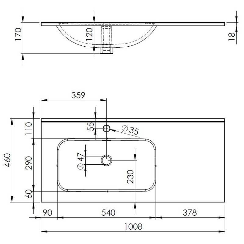 OUTLET! Elita Split White Matt Szafka Z Koszem Cargo i Umywalką Skappa 100 cm (RE011006055290+RE041004068060)