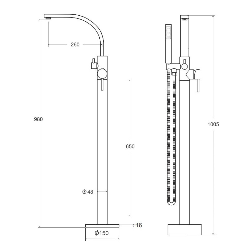 Besco Decco Bateria Wannowa Wolnostojąca Easy-Box III Czarny mat