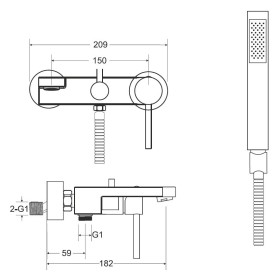 Besco Decco Bateria Wannowa Ścienna Grafit