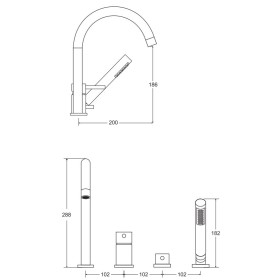 Besco Illusion bateria wannowa 4-otworowa Chrom
