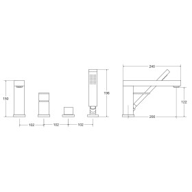 Besco Modern/Varium bateria wannowa 4-otworowa Chrom