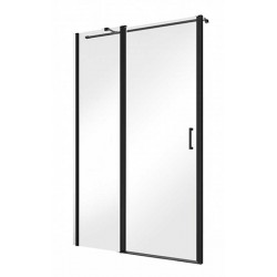 Besco Exo-C Black drzwi prysznicowe zawias kolumnowy przejrzyste szkło 120x190 (ECB-120-190C)