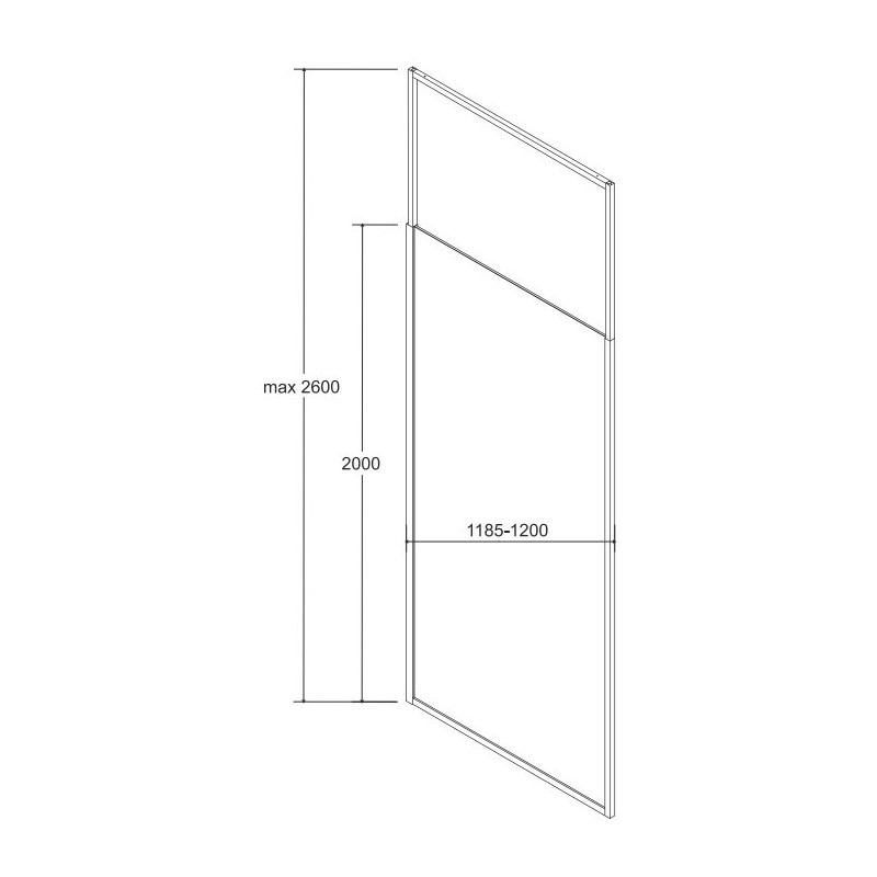 Besco Icon kabina Walk-In przejrzyste szkło regulowana wys 120x200 (IC-120-200C)