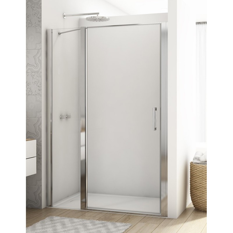 SanSwiss Divera D22T13 Drzwi Prysznicowe Wahadłowe Jednoczęściowe Chrom 120x200 cm Szkło Przezroczyste (D22T13070505007)