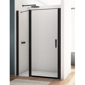 SanSwiss Divera D22T13 Drzwi Prysznicowe Wahadłowe Jednoczęściowe Czarne 120x200 cm Szkło Przezroczyste (D22T13090300607)