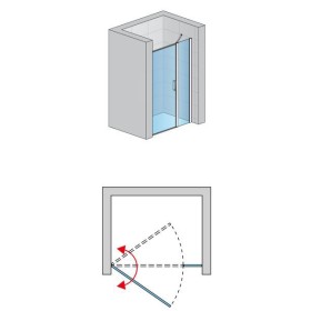 SanSwiss Divera D22T31 Drzwi Prysznicowe Wahadłowe Jednoczęściowe Czarne 150x200 cm Szkło Przezroczyste (D22T31090600607)
