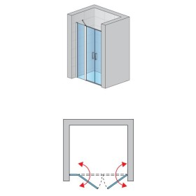 SanSwiss Divera D22T32 Drzwi Prysznicowe Wahadłowe Dwuczęściowe Czarne 140x200 cm Szkło Przezroczyste (D22T32100400607)