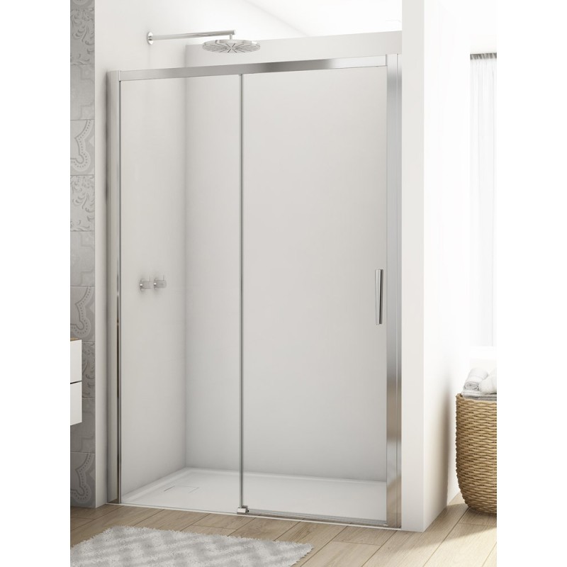 SanSwiss Divera D22S2B Drzwi Wnękowe Dwuczęściowe Chrom 120x200 cm Szkło Przezroczyste (D22S2B1205007)