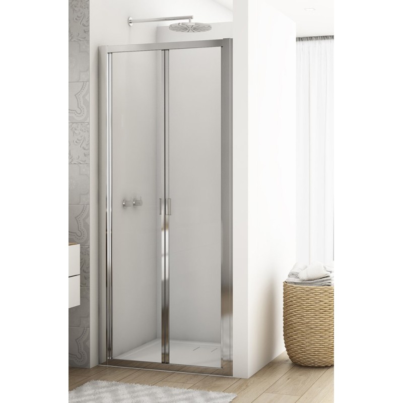 SanSwiss Divera D22K Drzwi przesuwne Dwuczęściowe Chrom 80x200 cm Szkło Przezroczyste (D22K0805007)