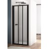 SanSwiss Divera D22S3 Drzwi przesuwne Trzyczęściowe Czarne 90x200 cm Szkło Przezroczyste (D22S30900607)
