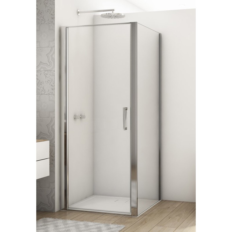 SanSwiss Divera D22T1+D22F1 Kabina prysznicowa narożna chrom 80x80x200 cm Szkło Przezroczyste (D22T10805007 + D22F10805007)
