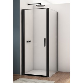 SanSwiss Divera D22T1+D22F1 Kabina prysznicowa narożna czarna 100x140x200 cm Szkło Przezroczyste (D22T11000607 + D22F11400607)