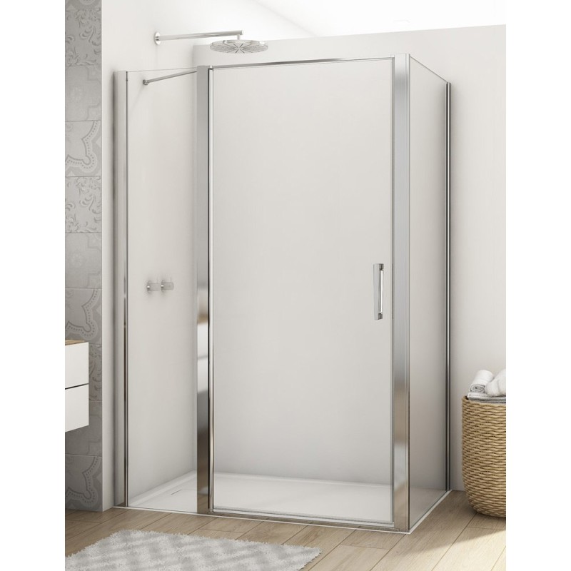 SanSwiss Divera D22T13+D22F1 Kabina prysznicowa ze ścianką chrom 120x80x200 cm Szkło Przezroczyste (D22T13070505007 + D22F108050