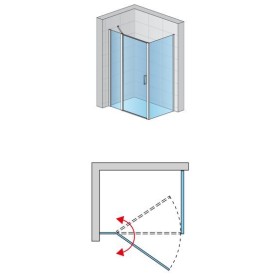 SanSwiss Divera D22T13+D22F1 Kabina prysznicowa ze ścianką czarna 130x140x200 cm Szkło Przezroczyste (D22T13090400607 + D22F1140