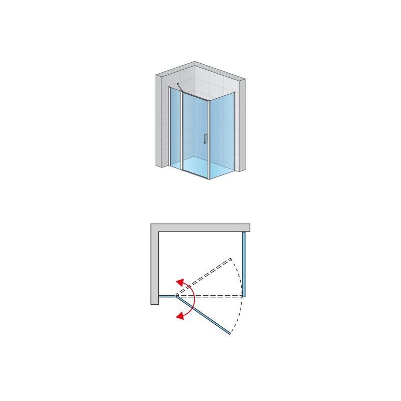 SanSwiss Divera D22T13+D22F1 Kabina prysznicowa ze ścianką czarna 130x140x200 cm Szkło Przezroczyste (D22T13090400607 + D22F1140