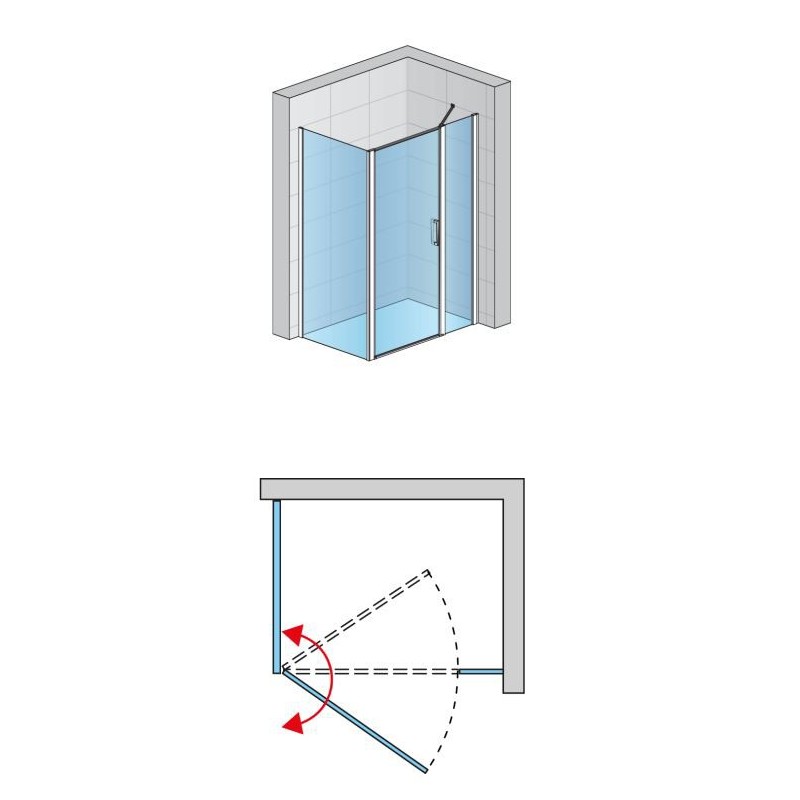 SanSwiss Divera D22T31+D22F1 Kabina prysznicowa ze ścianką chrom 120x140x200 cm Szkło Przezroczyste (D22T31070505007 + D22F11405