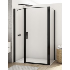 SanSwiss Divera D22T31+D22F1 Kabina prysznicowa ze ścianką czarna 160x90x200 cm Szkło Przezroczyste (D22T31100600607 + D22F10900
