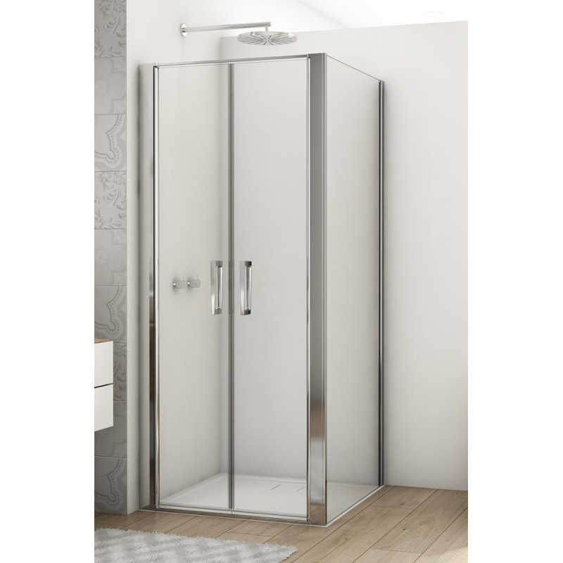 SanSwiss Divera D22T2+D22F1 Kabina prysznicowa drzwi wahadłowe chrom 100x70x200 cm Szkło Przezroczyste (D22T21005007 + D22F10705