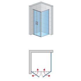 SanSwiss Divera D22T2+D22F1 Kabina prysznicowa drzwi wahadłowe czarna 120x70x200 cm Szkło Przezroczyste (D22T21200607 + D22F1070