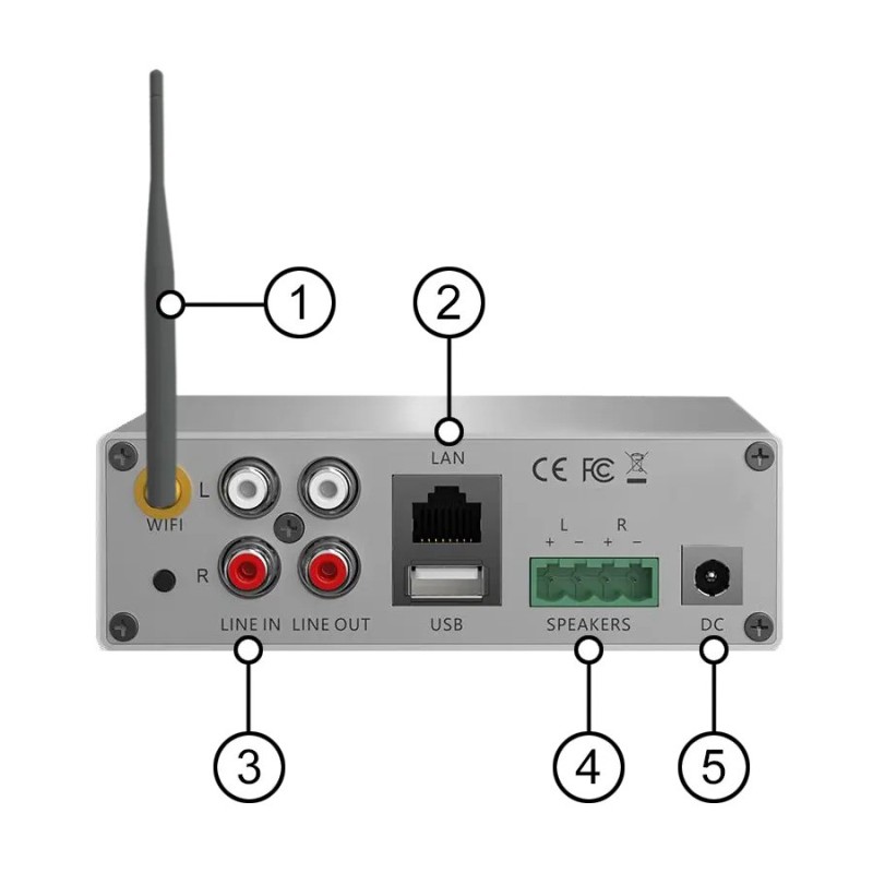 Aquasound Wzmacniacz WiFi-audio 50 W z głośnikami Samba Białymi (WMA50-SW)