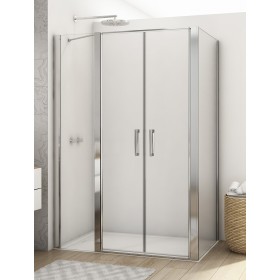 SanSwiss Divera D22T32+D22F1 Kabina ze ścianką drzwi wahadłowe chrom 110x70x200cm Szkło Przezroczyste (D22T32080305007 + D22F107