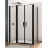 SanSwiss Divera D22T32+D22F1 Kabina ze ścianką drzwi wahadłowe czarna 130x90x200cm Szkło Przezroczyste(D22T32080500607 + D22F109