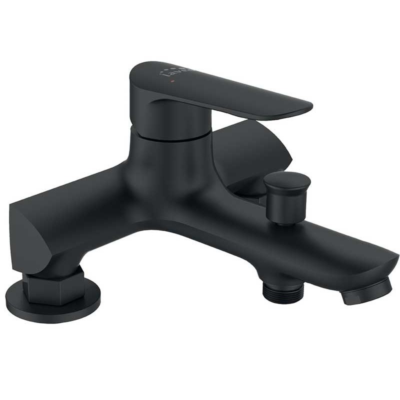 Laveo Appia Bateria Wannowa Stojąca Bez Zestawu Natryskowego Czarna (BLP_715D)