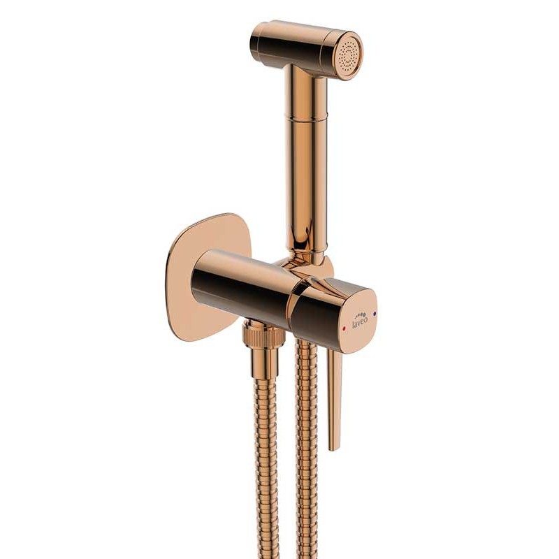 Laveo Pola bateria bidetowa podtynkowa z zestawem natryskowym typu bidetta Różowe Złota (BAP_831P)