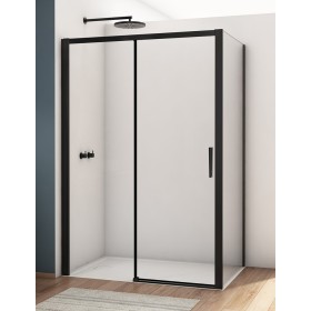 SanSwiss Divera D22S2B+D22F1 Kabina prysznicowa drzwi podwójne rozsuwane czarna 120x90x200 cm (D22S2B1200607 + D22F10900607)