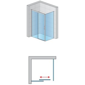 SanSwiss Divera D22S2B+D22F1 Kabina prysznicowa drzwi podwójne rozsuwane chrom 140x90x200 cm (D22S2B1405007 + D22F10905007)