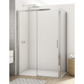 SanSwiss Divera D22S2B+D22F1 Kabina prysznicowa drzwi podwójne rozsuwane chrom 140x90x200 cm (D22S2B1405007 + D22F10905007)