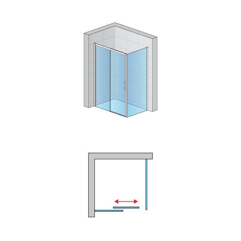 SanSwiss Divera D22S2B+D22F1 Kabina prysznicowa drzwi podwójne rozsuwane chrom 140x120x200 cm (D22S2B1405007 + D22F11205007)