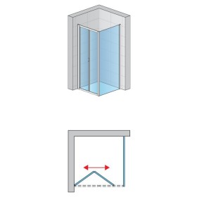 SanSwiss Divera D22K+D22F1 Kabina prysznicowa drzwi dwuczęściowe czarna 90x70x200 cm Szkło Przezroczyste (D22K0900607 + D22F1070