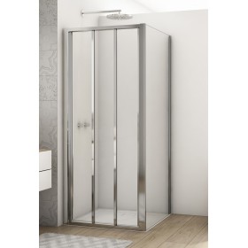 SanSwiss Divera D22S3+D22F1 Kabina prysznicowa drzwi 3-cz chrom 80x80x200 cm Szkło Przezroczyste (D22S30805007 + D22F10805007)