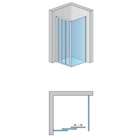 SanSwiss Divera D22S3+D22F1 Kabina prysznicowa drzwi 3-cz czarna 80x90x200 cm Szkło Przezroczyste (D22S30800607 + D22F10900607)