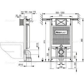 AlcaPlast A102 Jadromodul 1000 (AM102/1000) Stelaż - spłuczka podtynkowa do suchej zabudowy (z belką rozporową)