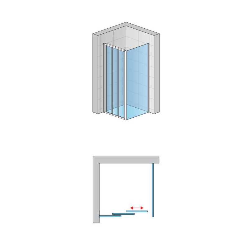 SanSwiss Divera D22S3+D22F1 Kabina prysznicowa drzwi 3-cz czarna 100x90x200 cm Szkło Przezroczyste (D22S31000607 + D22F10900607)