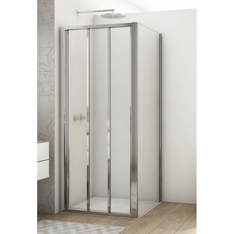 SanSwiss Divera D22S3+D22F1 Kabina prysznicowa drzwi 3-cz chrom 120x140x200 cm Szkło Przezroczyste (D22S31205007 + D22F11405007)