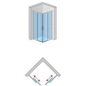 SanSwiss Divera D22SE2B Kabina narożna z drzwiami rozsuwanymi chrom 80x80x200 cm Szkło Przezroczyste (D22SE2B0805007)
