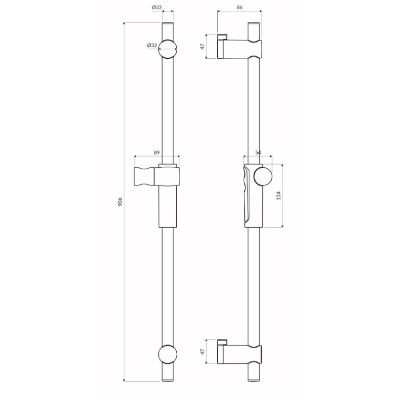 Omnires Drążek prysznicowy, 91 cm (DR11CR)