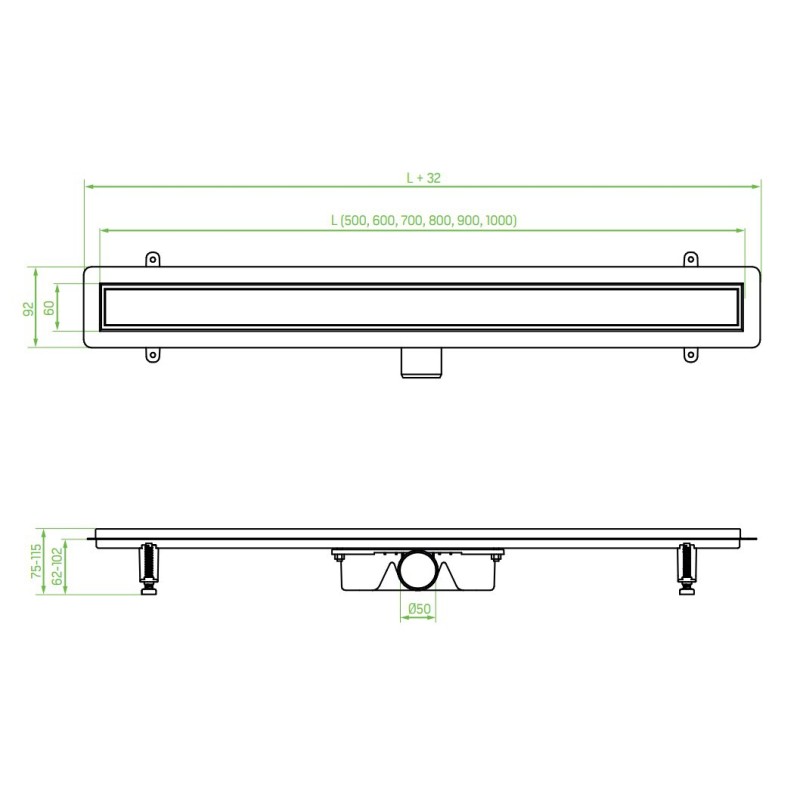 Laveo Basso Odpływ Liniowy 70 cm czarny (COB_770D)