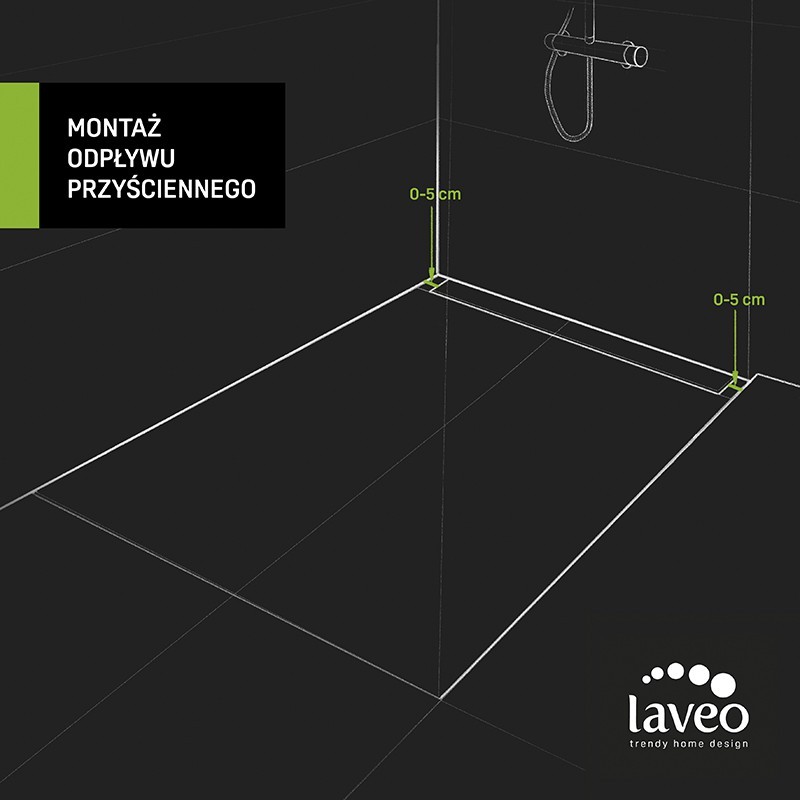 Laveo Basso odpływ liniowy przyścienny 90 cm czarny (COB_791D)