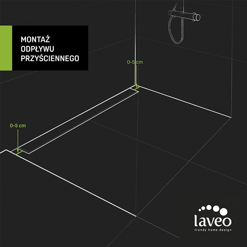 Laveo Basso odpływ liniowy przyścienny 90 cm czarny (COB_791D)