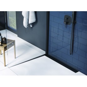 Laveo Basso odpływ liniowy przyścienny 100 cm czarny (COB_711D)