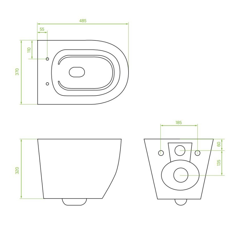 Laveo DESNA miska ustępowa wisząca bezkołnierzowa z deską (VMD_600S)