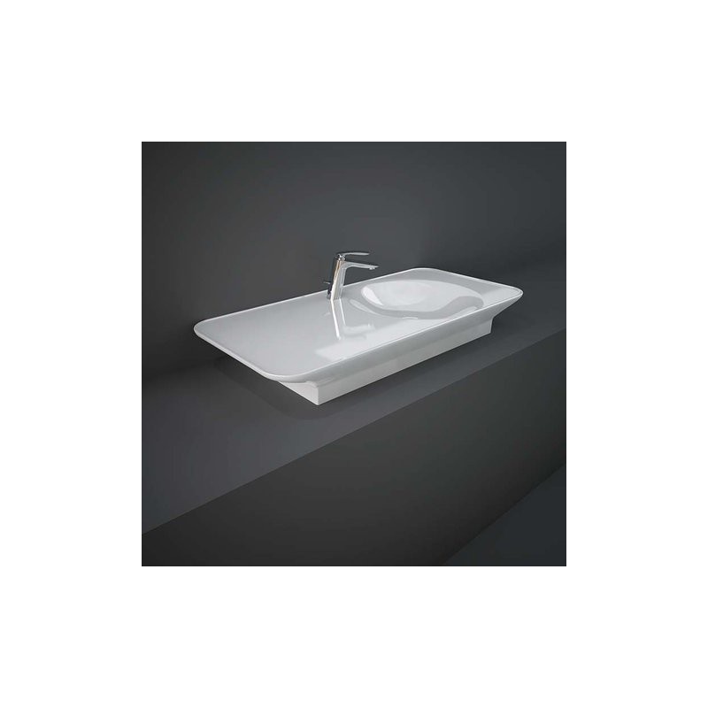 Rak Ceramics Valet Umywalka podwieszana & nablatowa 112x50,5 cm blat Lewa z otworem na baterię biały połysk (VALWB11301AWHA)