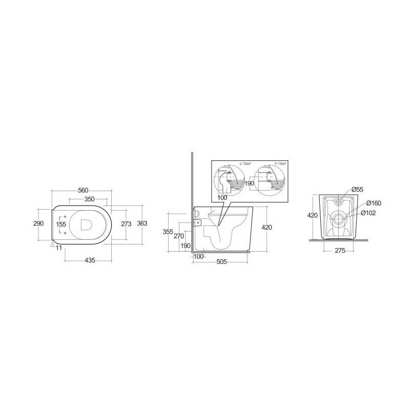 Rak Ceramics Valet Miska WC stojąca Rimless 56x36,3 cm biały połysk (VALWC1347AWHA)
