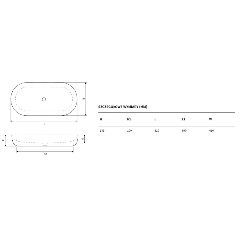 Excellent Jima Umywalka Nablatowa Ceramiczna 82 cm (CEAC.2001.820.WH)