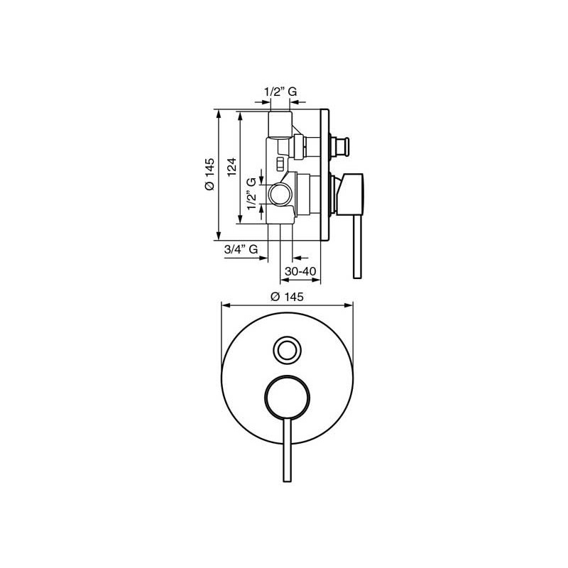 Emmevi Rubinetterie Piper Zestaw natryskowy podtynkowy L-400mm fi-22,5cm (PI015ZSC3A.NO)